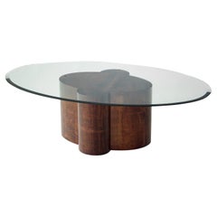 Vintage Oval Coffee Table with Glass Top by Extroverso