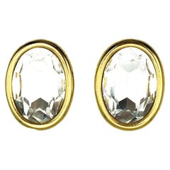 Pendientes faro ovalados de cristal vintage años 80