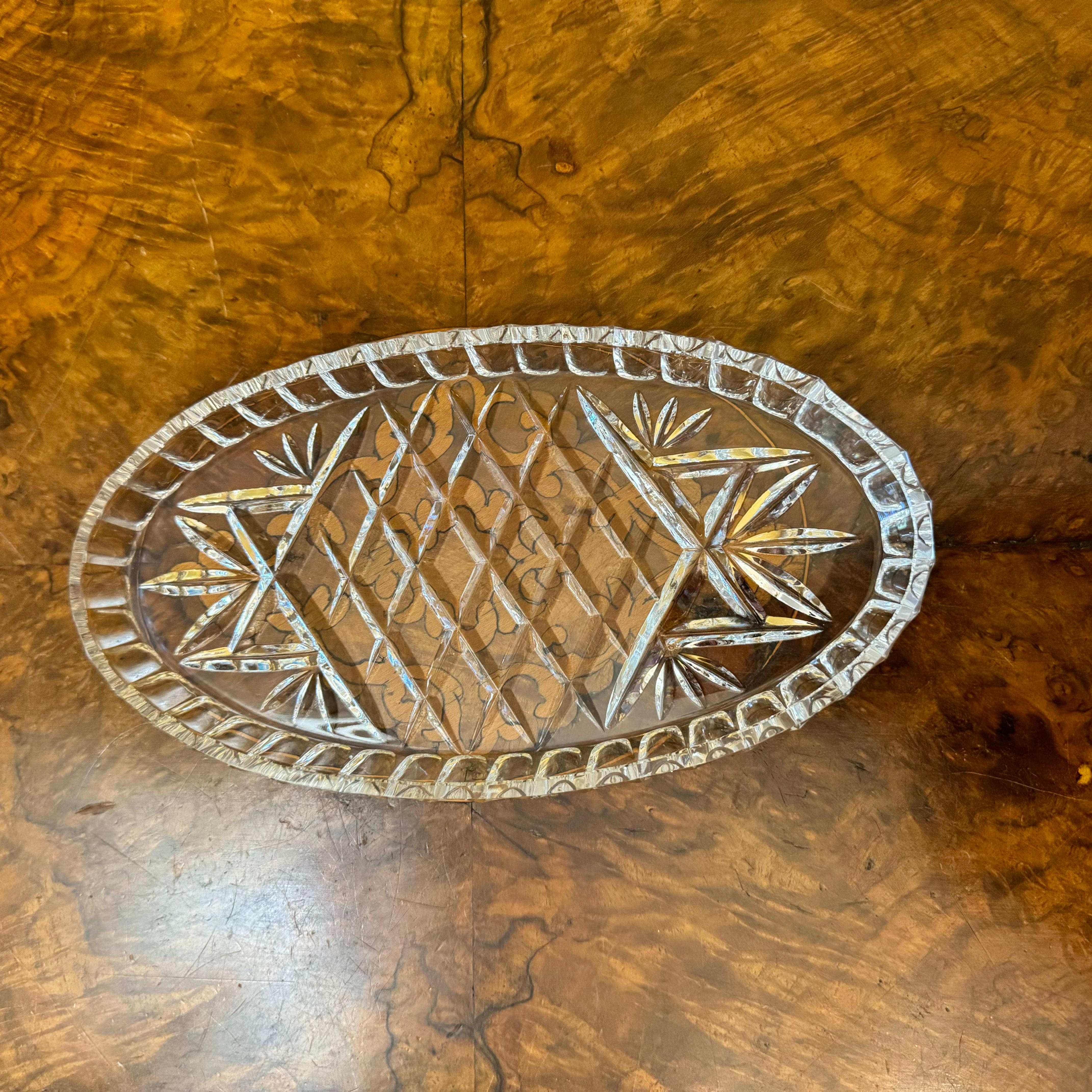 Bandeja de cristal ovalada vintage en Bueno estado para la venta en EDENSOR PARK, NSW