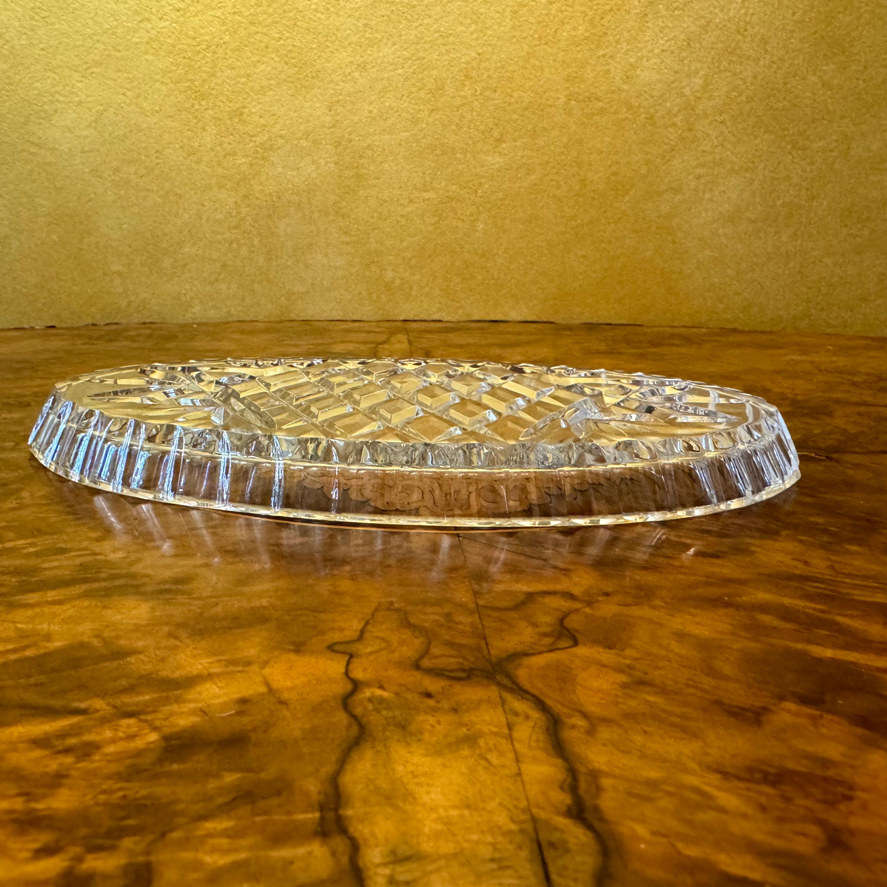 Bandeja de cristal ovalada vintage en venta 1