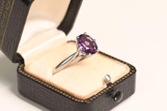 Vintage Amethyst Engagement Ring. 2ct Oval Cut Amethyst Ring Basket Platinum
