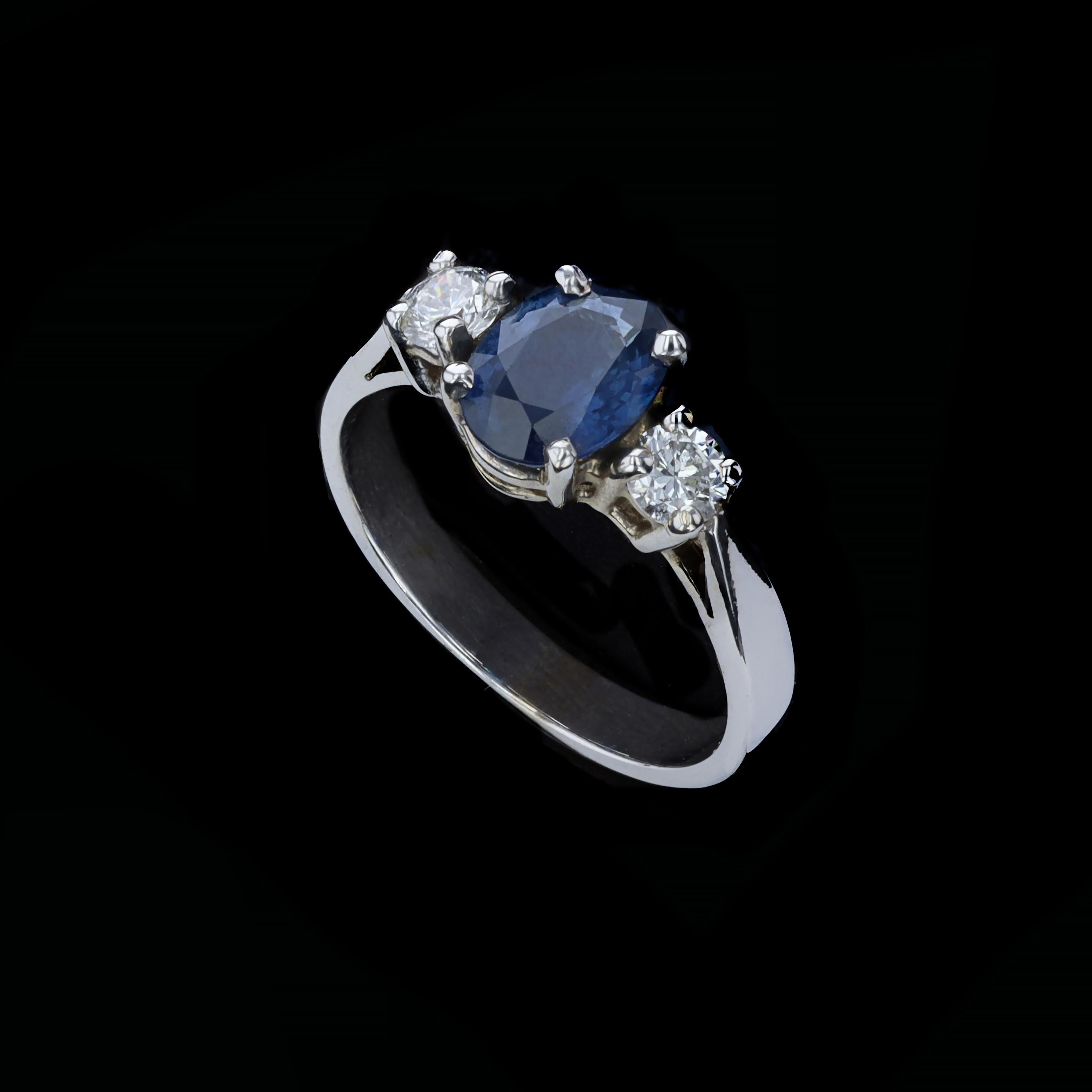 Women's Vintage Oval Cut Sapphire and Diamond Ring