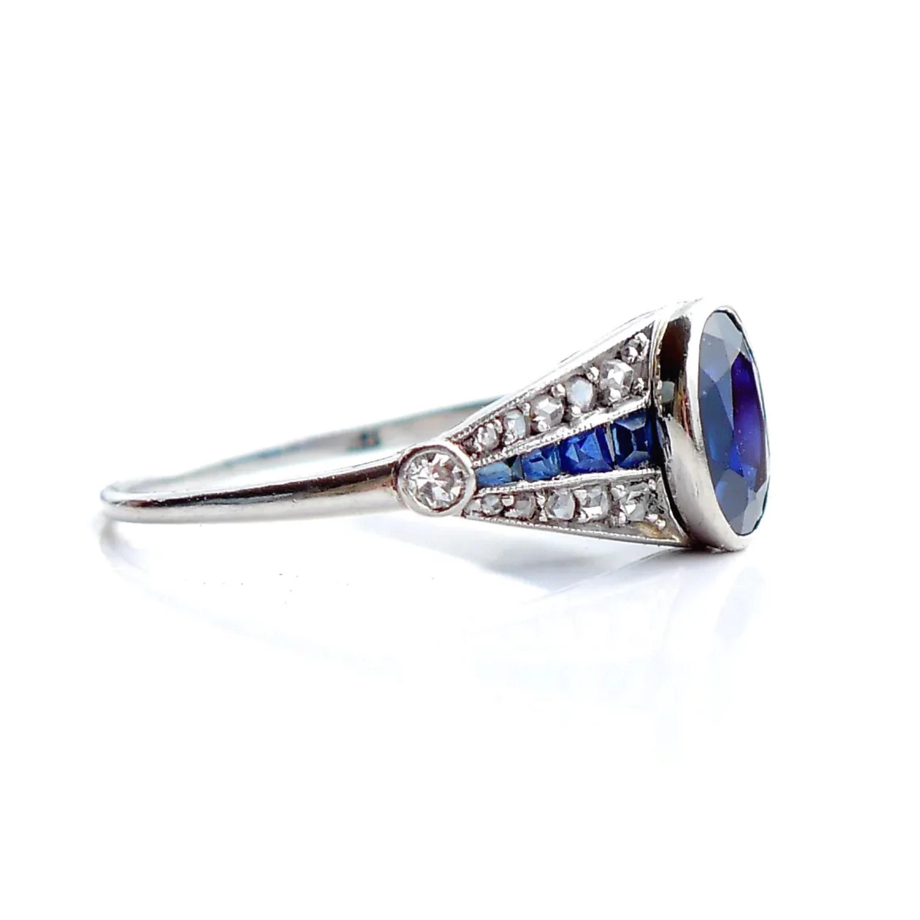For Sale:  3 Carat Oval Cut Sapphire Engagement Ring Unique Diamond Half Eternity Band 2
