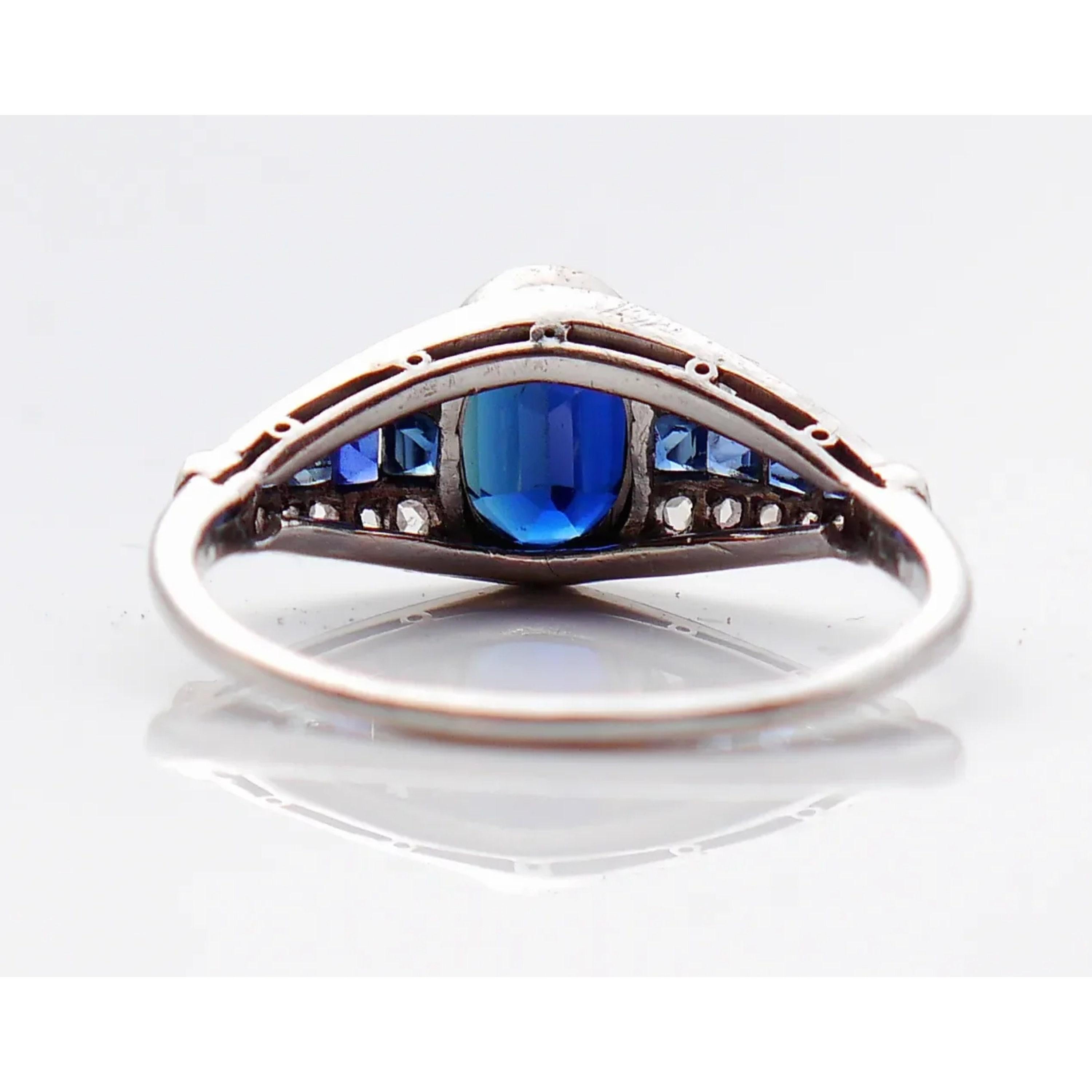 For Sale:  3 Carat Oval Cut Sapphire Engagement Ring Unique Diamond Half Eternity Band 3