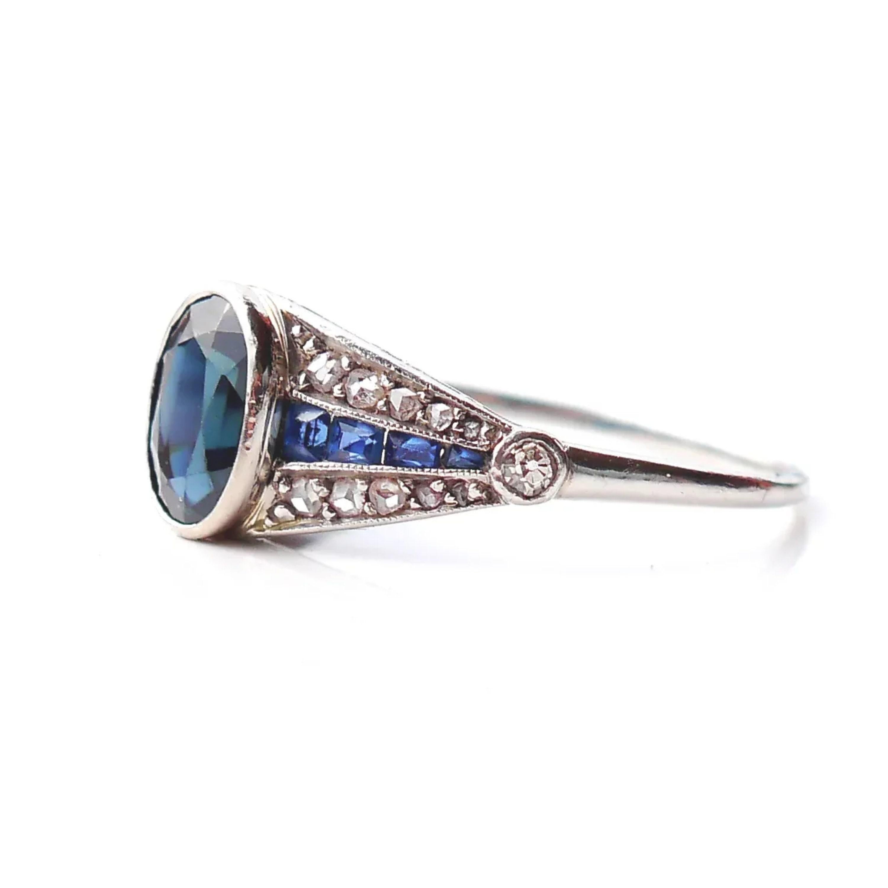 For Sale:  3 Carat Oval Cut Sapphire Engagement Ring Unique Diamond Half Eternity Band 5