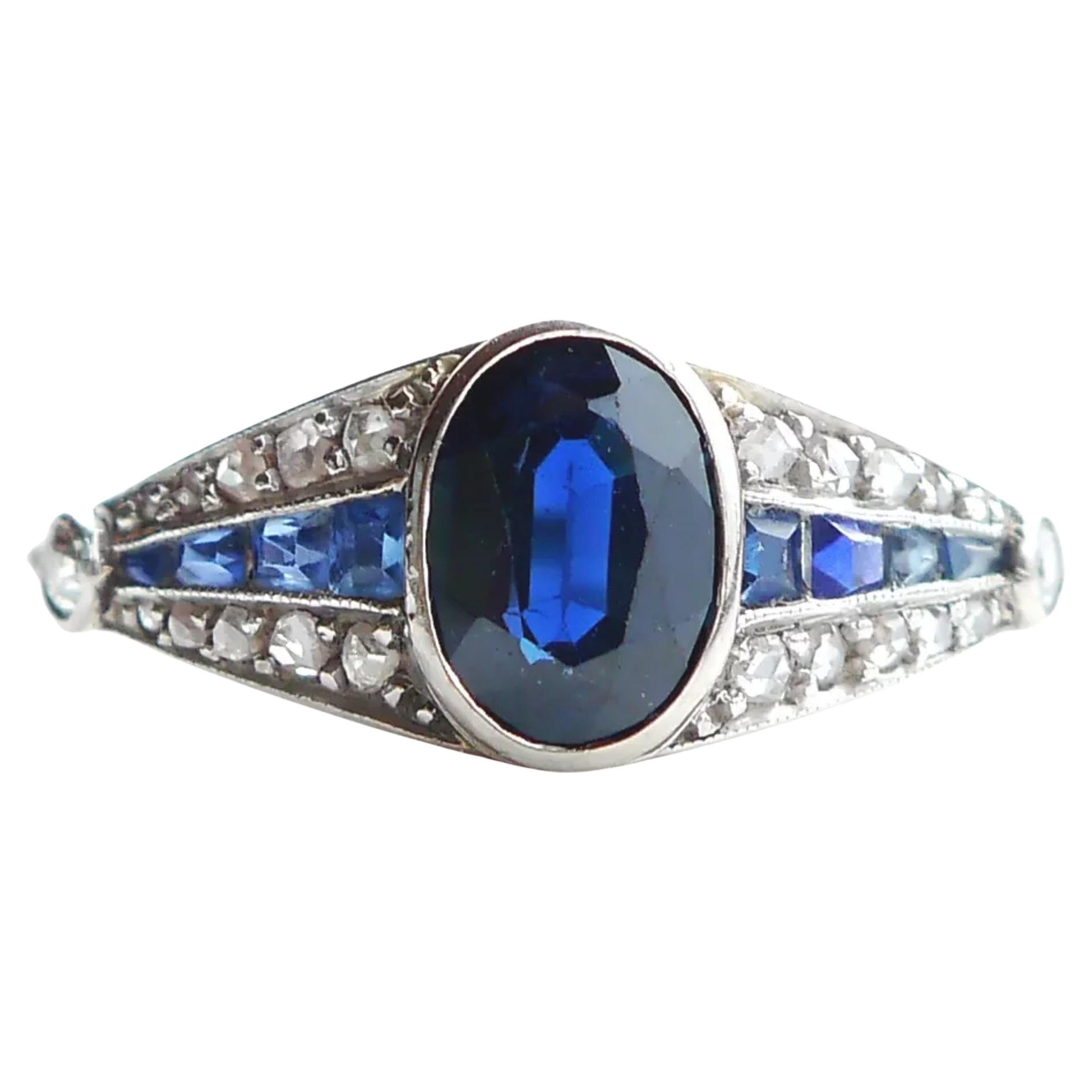 For Sale:  3 Carat Oval Cut Sapphire Engagement Ring Unique Diamond Half Eternity Band