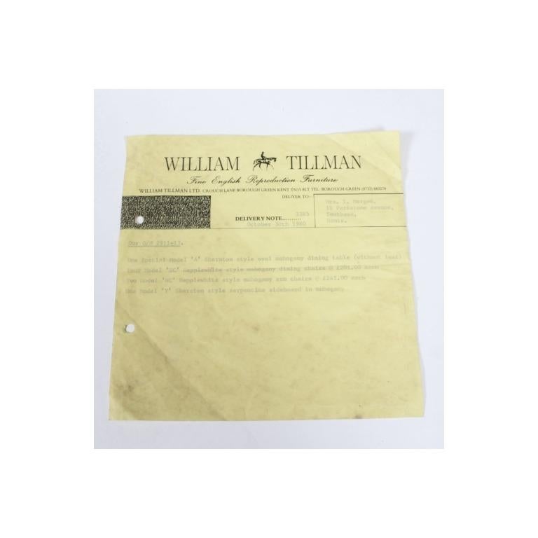 Table de salle à manger ovale et 6 chaises de William Tillman 20ème siècle en vente 10