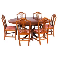 Vintage Oval Dining Table & 6 sheild back chairs by William Tillman 20th C