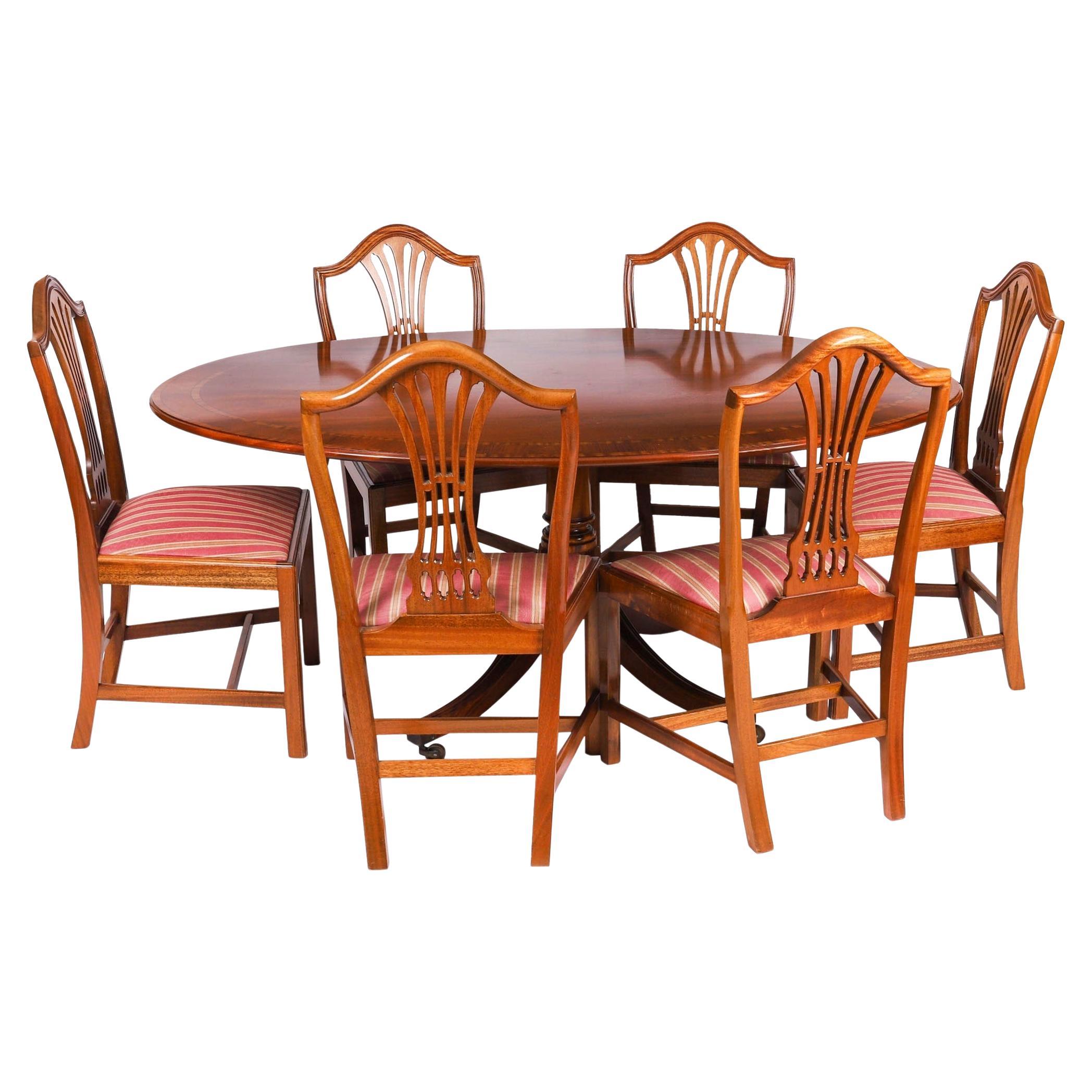 Vintage Oval Dining Table & 6 sheild back chairs by William Tillman 20th Century