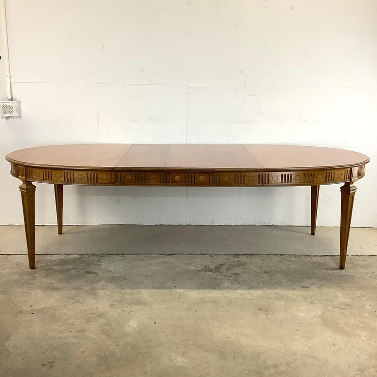 Vintage Oval Dining Table with Three Leaves at 1stDibs