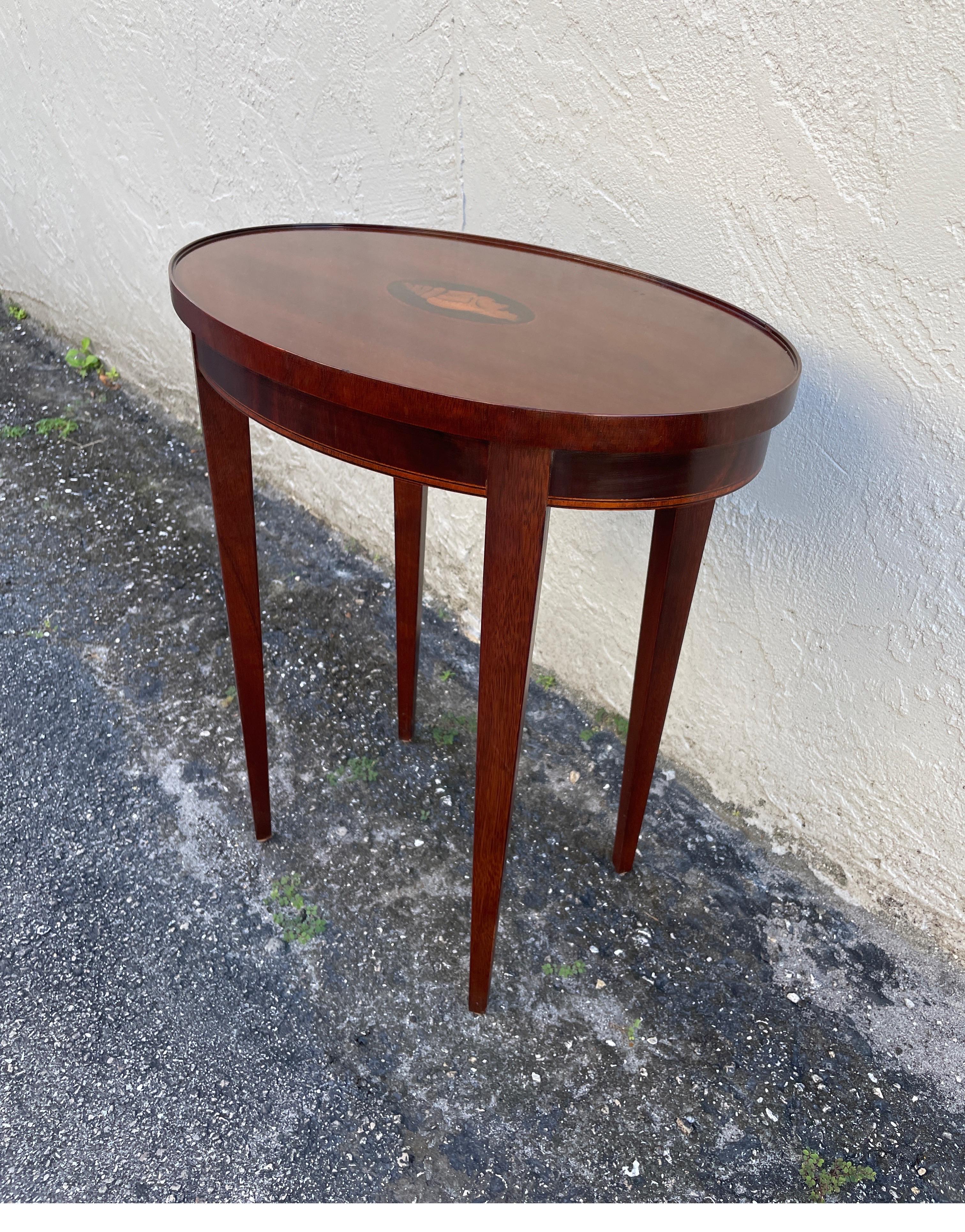Vintage Oval Drinks Table by Baker In Good Condition In West Palm Beach, FL