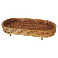 Vintage Oval Faux-Tortoise Woven Vanity Tray