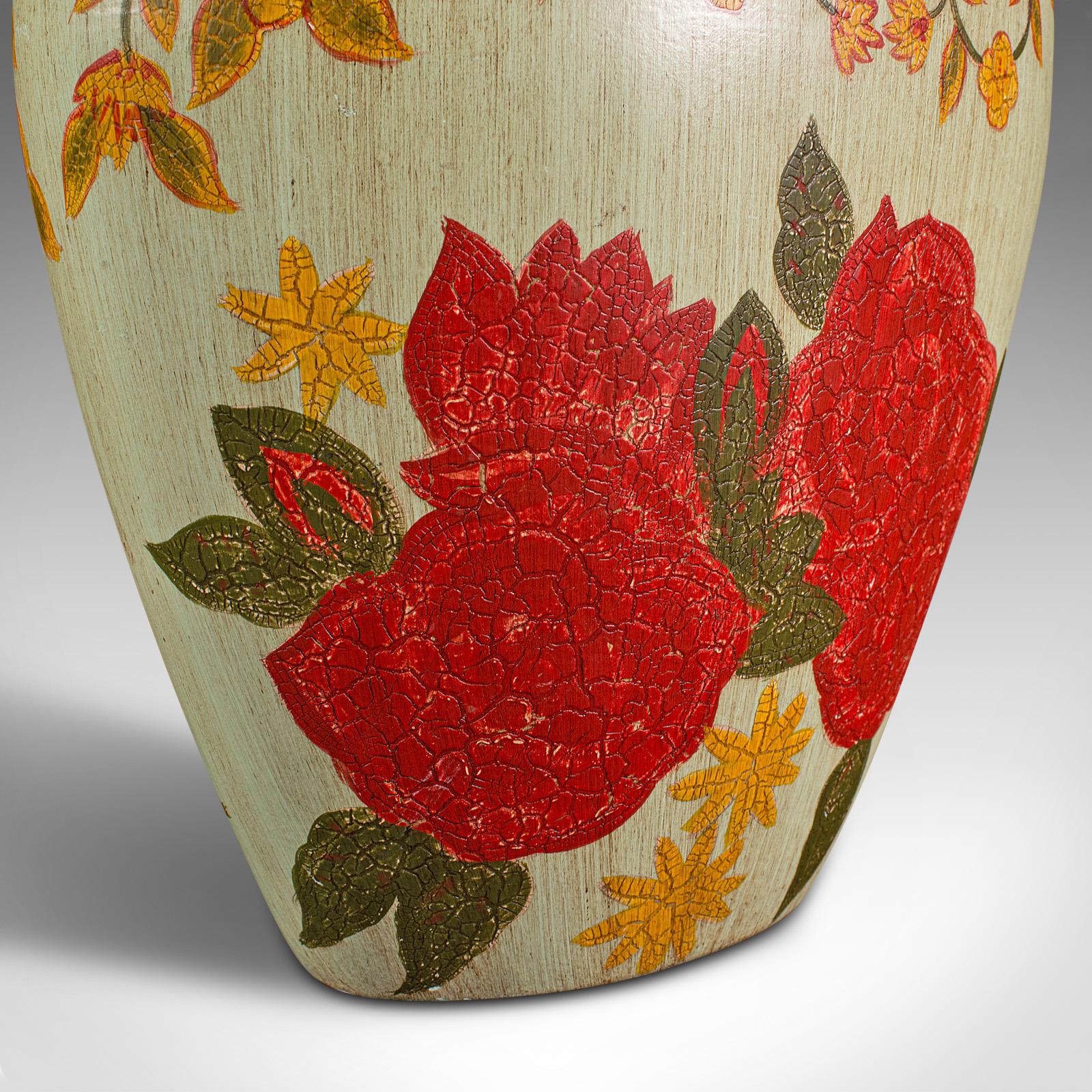 Vintage Oval Flower Vase, Spanish, Hand Painted, Ceramic, Planter, Mid Century For Sale 5