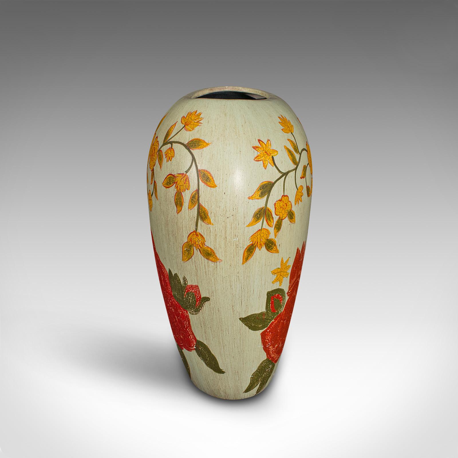 Vintage Oval Flower Vase, Spanish, Hand Painted, Ceramic, Planter, Mid Century In Good Condition For Sale In Hele, Devon, GB