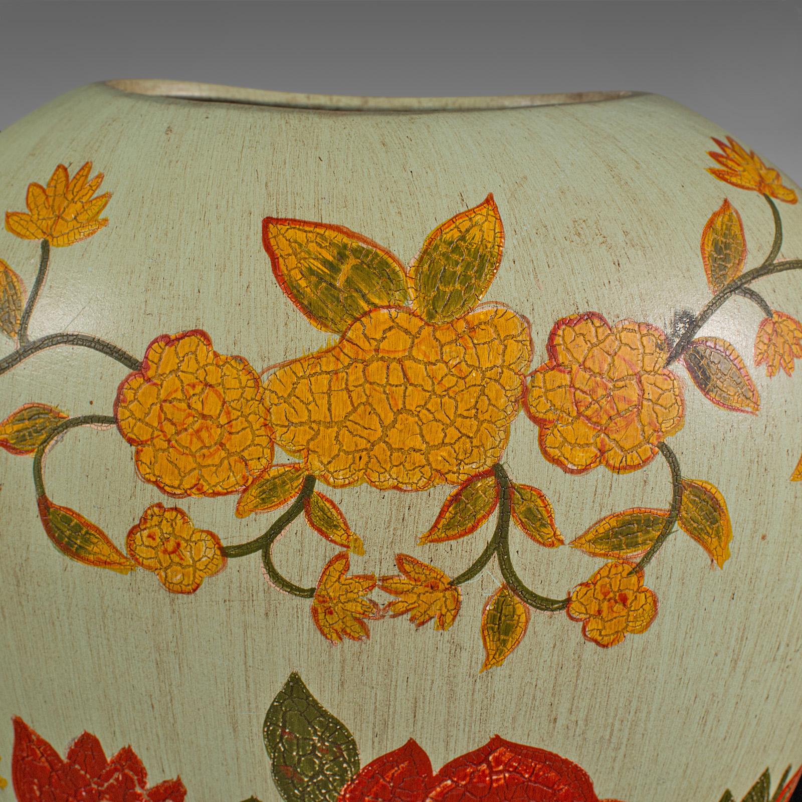Vintage Oval Flower Vase, Spanish, Hand Painted, Ceramic, Planter, Mid Century For Sale 4