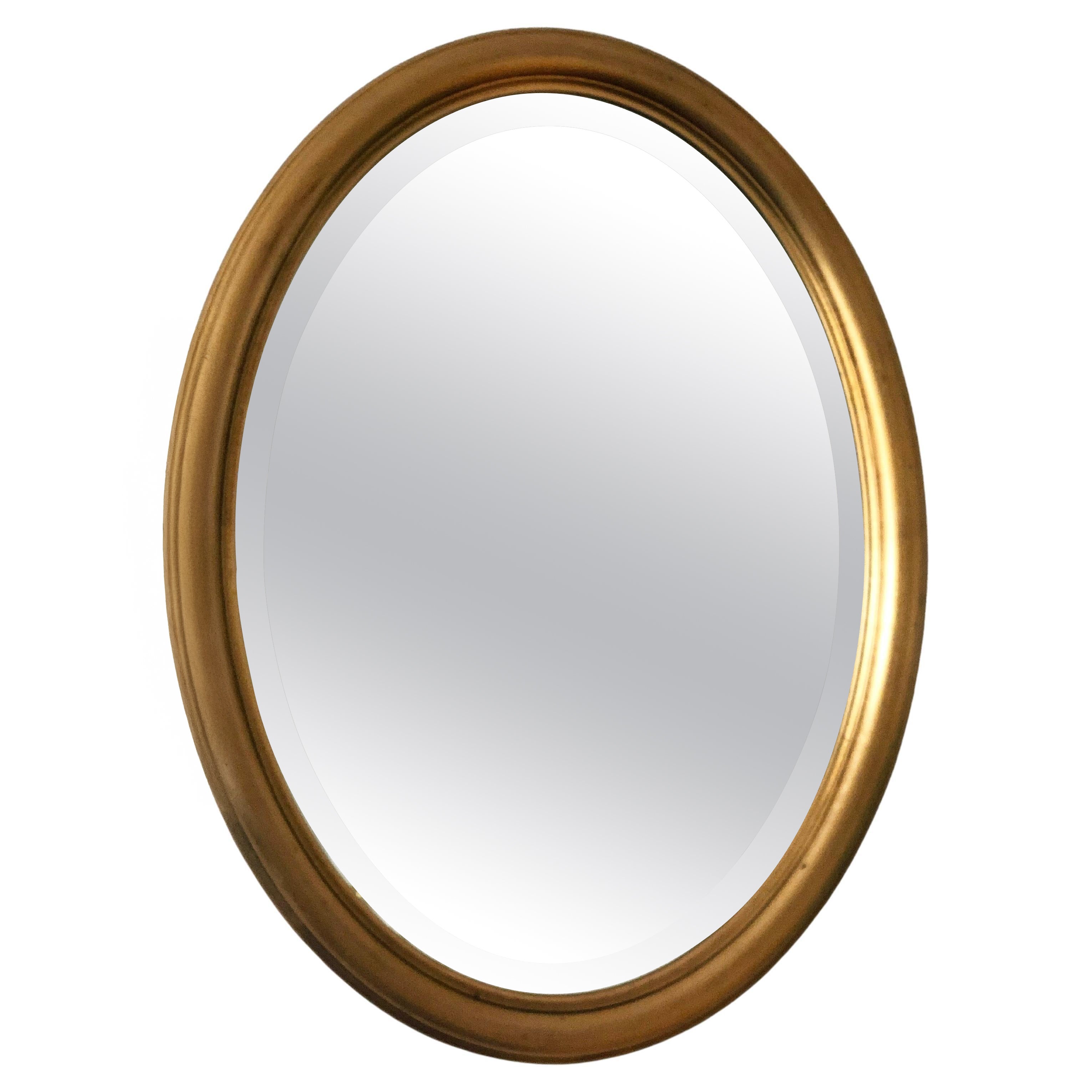 Vintage Oval Giltwood Beveled Spiegel Belgien