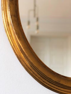 Vintage Oval Giltwood Beveled Mirror – Hollywood Regency, Belgium, 1970s