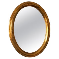 Vintage Oval Giltwood Beveled Mirror – Hollywood Regency, Belgium, 1970s