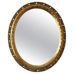 Vintage Oval Giltwood Mirror 1970s Czechoslovakia