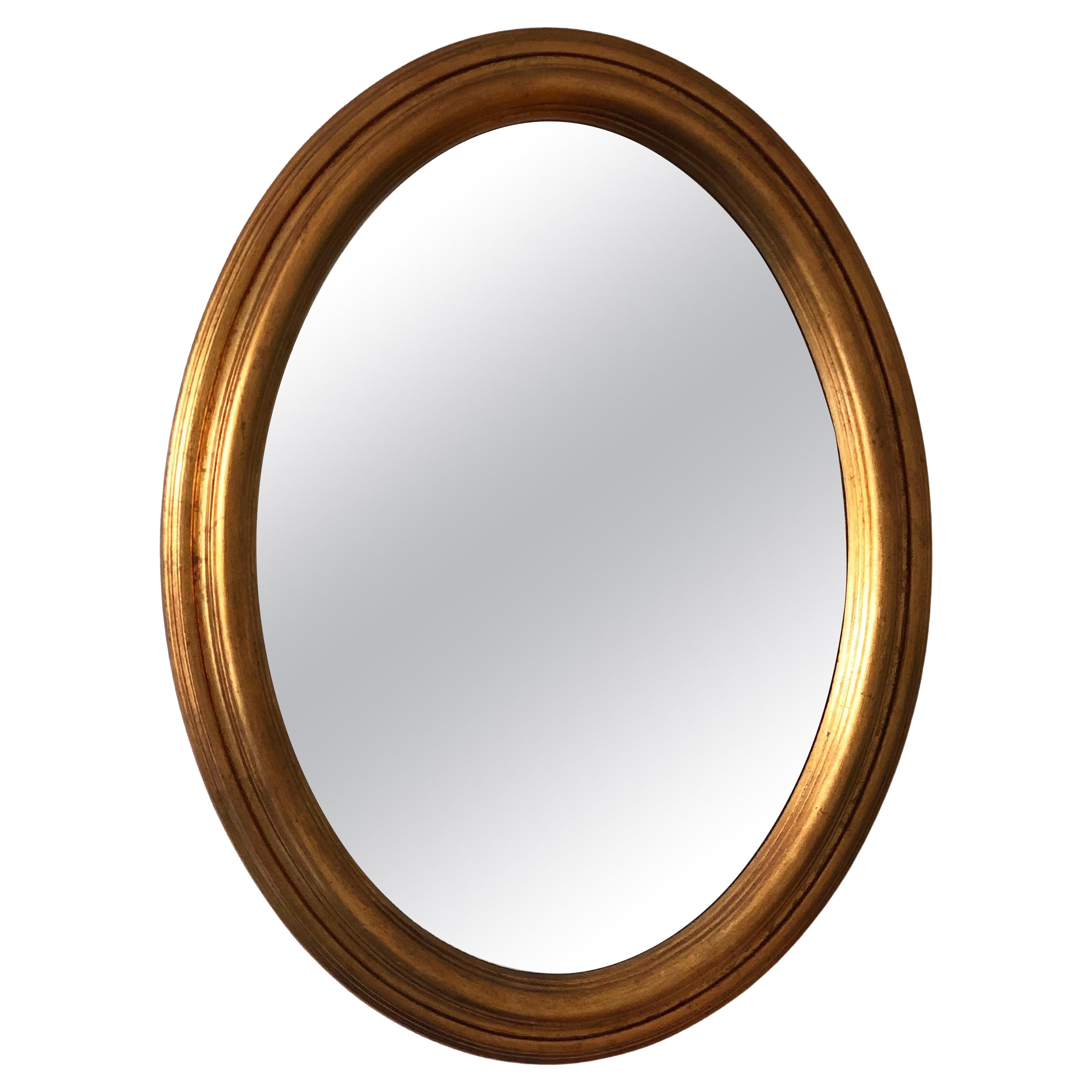 Vintage Oval Giltwood Mirror Belgium