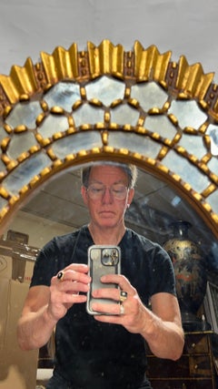 Vintage Oval Giltwood Starburst Wall Mirror