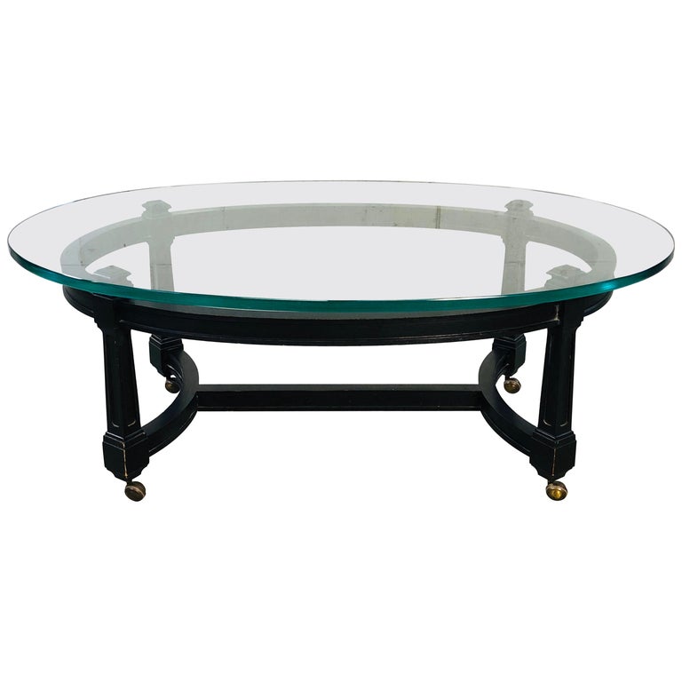 Antique Oval Coffee Table With Glass Top
