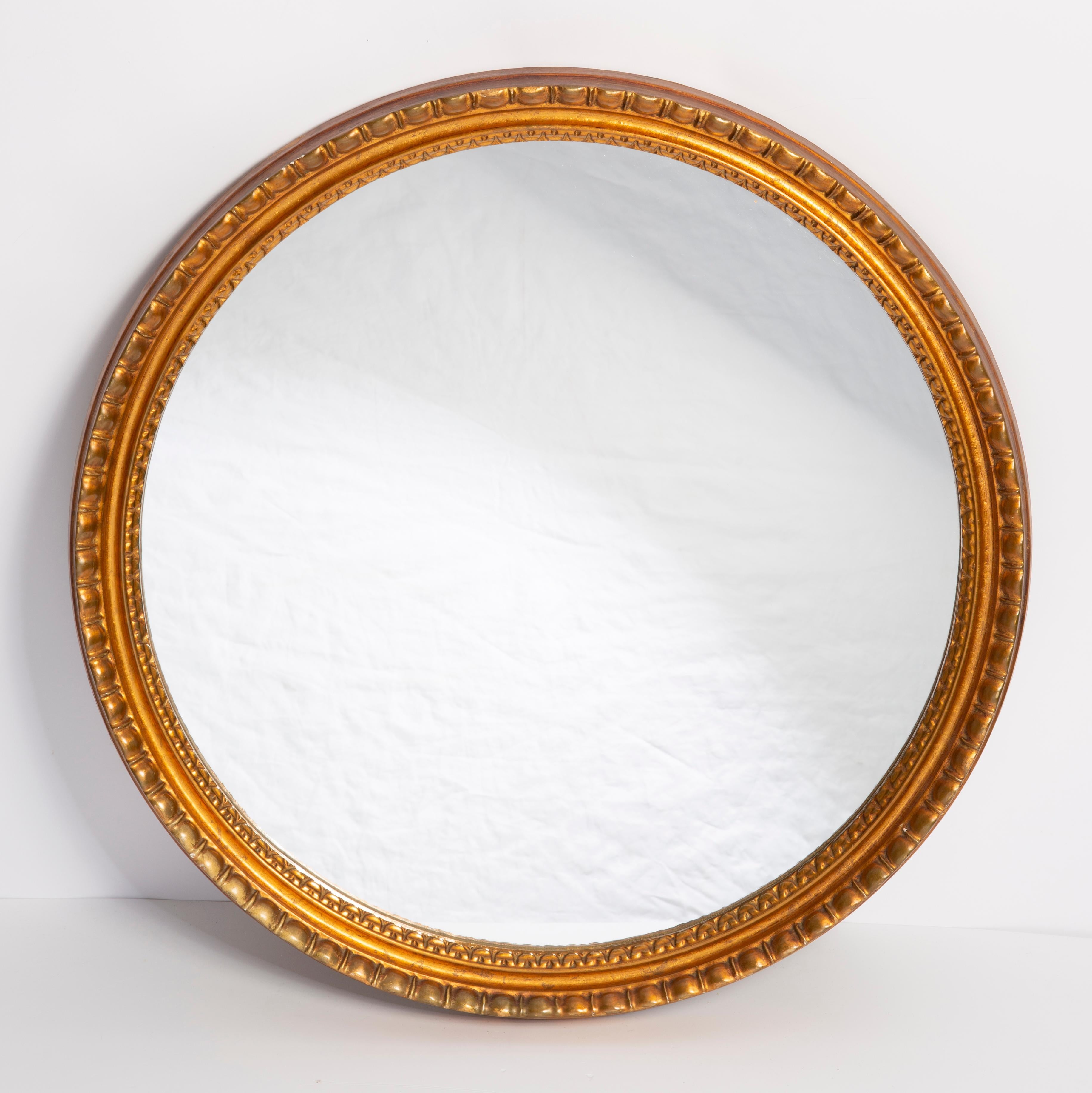 Italian Vintage Oval Gold and Black Decorative Mirror in Flowers Frame, Italy, 1960s For Sale