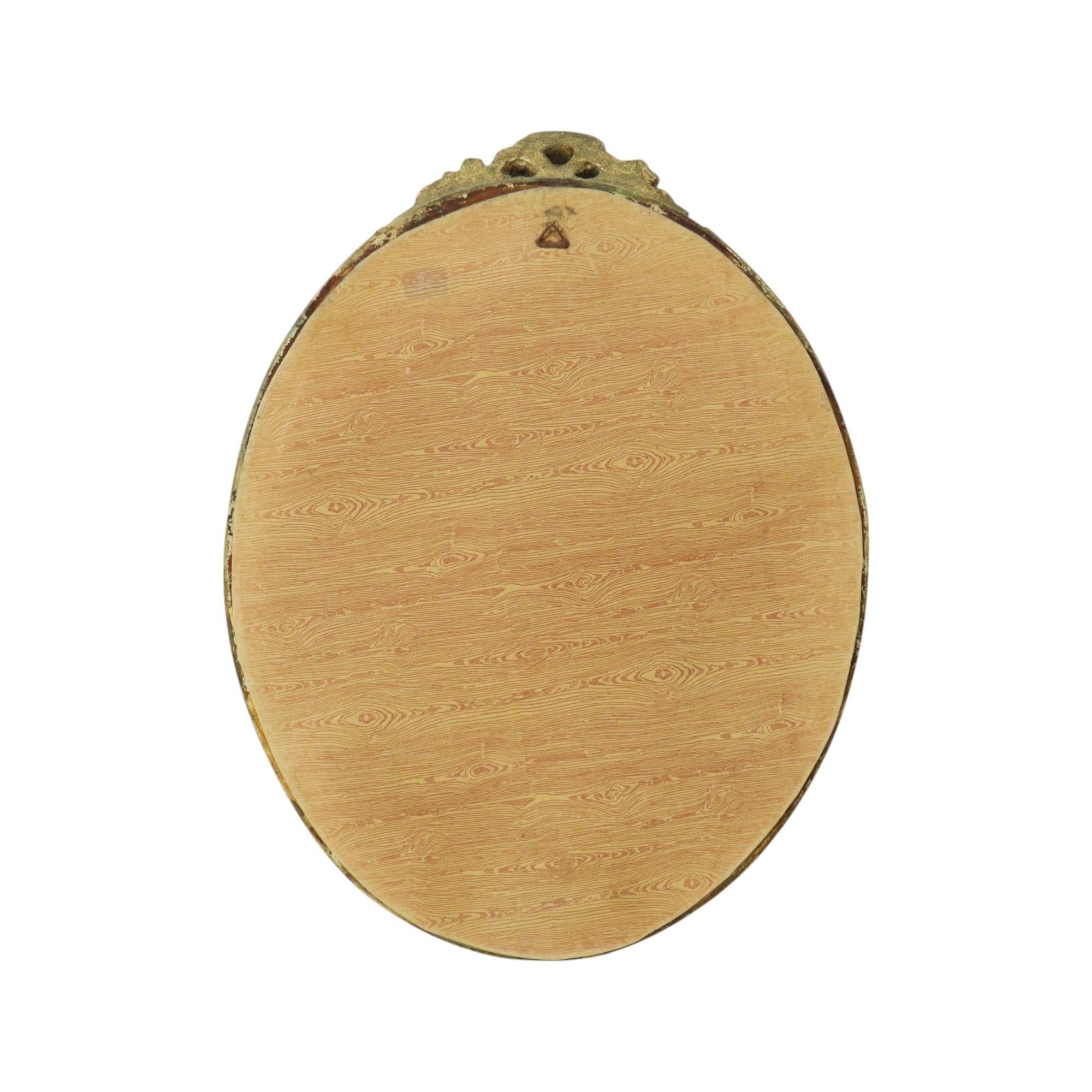 Vintage Oval Blattgold vergoldet Spiegel Harz Classic Sixties im Angebot 5