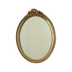 Vintage Oval Gold Leaf Gilded Mirror Resin Classic Sixties