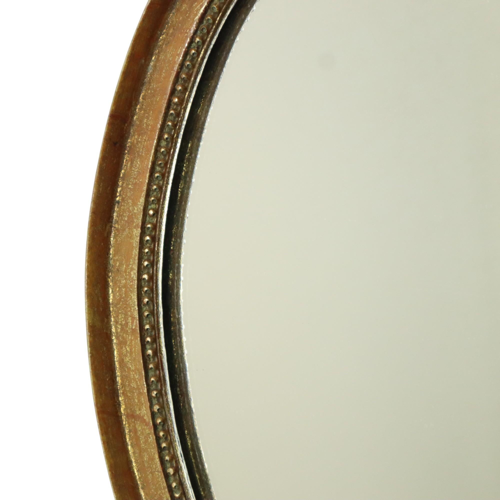 Vintage Oval Blattgold vergoldet Spiegel Harz Classic Sixties im Zustand „Gut“ im Angebot in Poperinge, BE