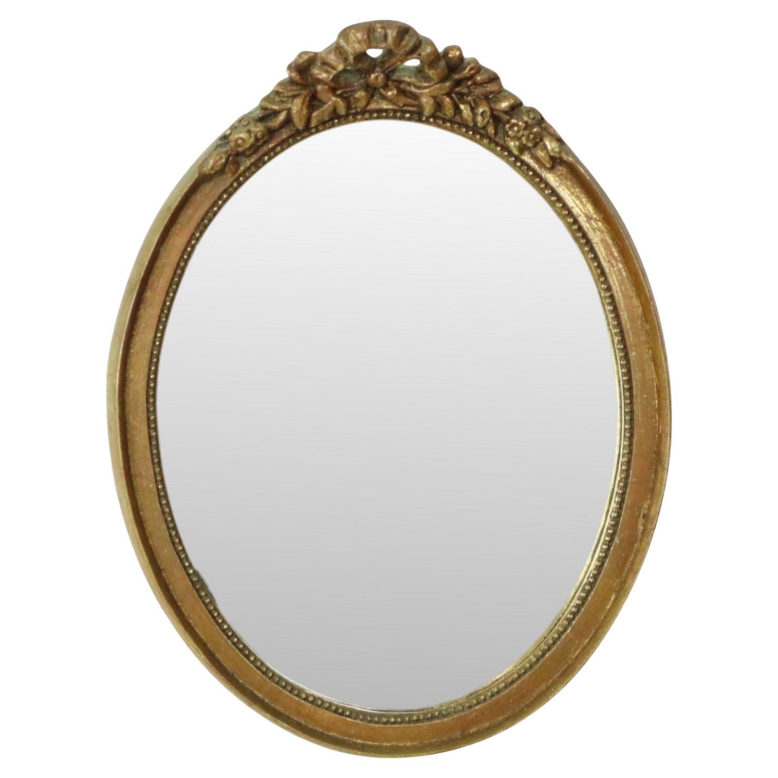 Vintage Oval Blattgold vergoldet Spiegel Harz Classic Sixties im Angebot