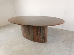 Vintage oval granite dining table, 1980s
