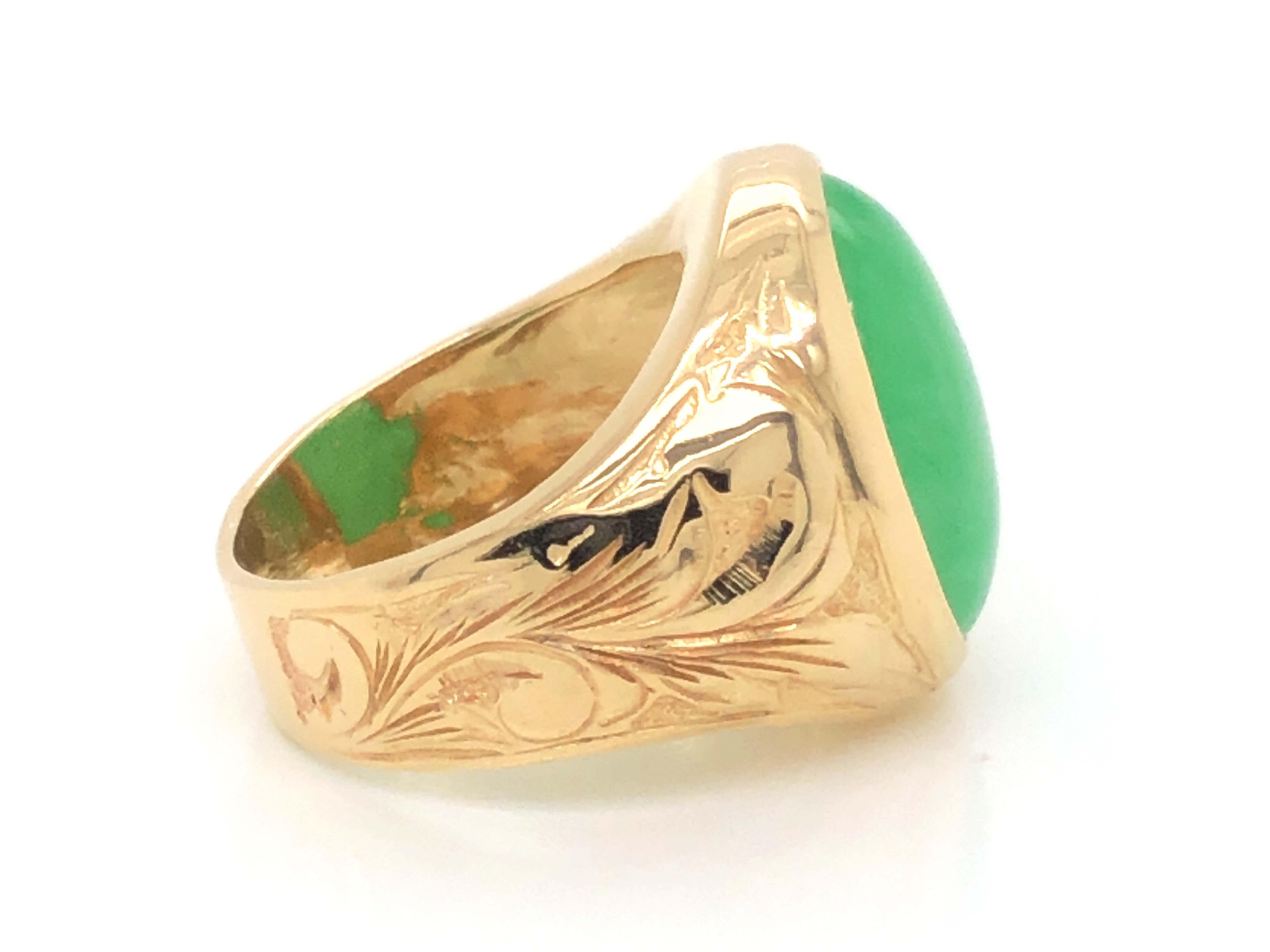 green jade gold ring