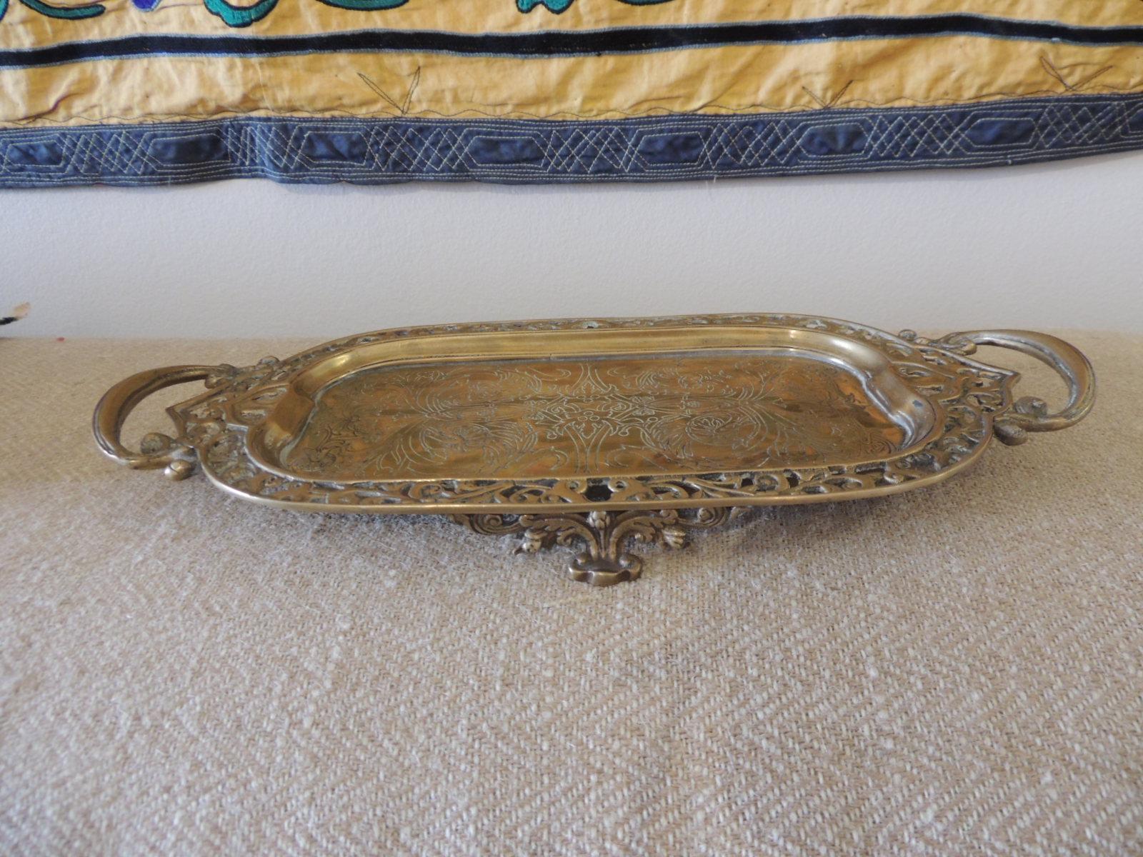 vintage brass serving tray