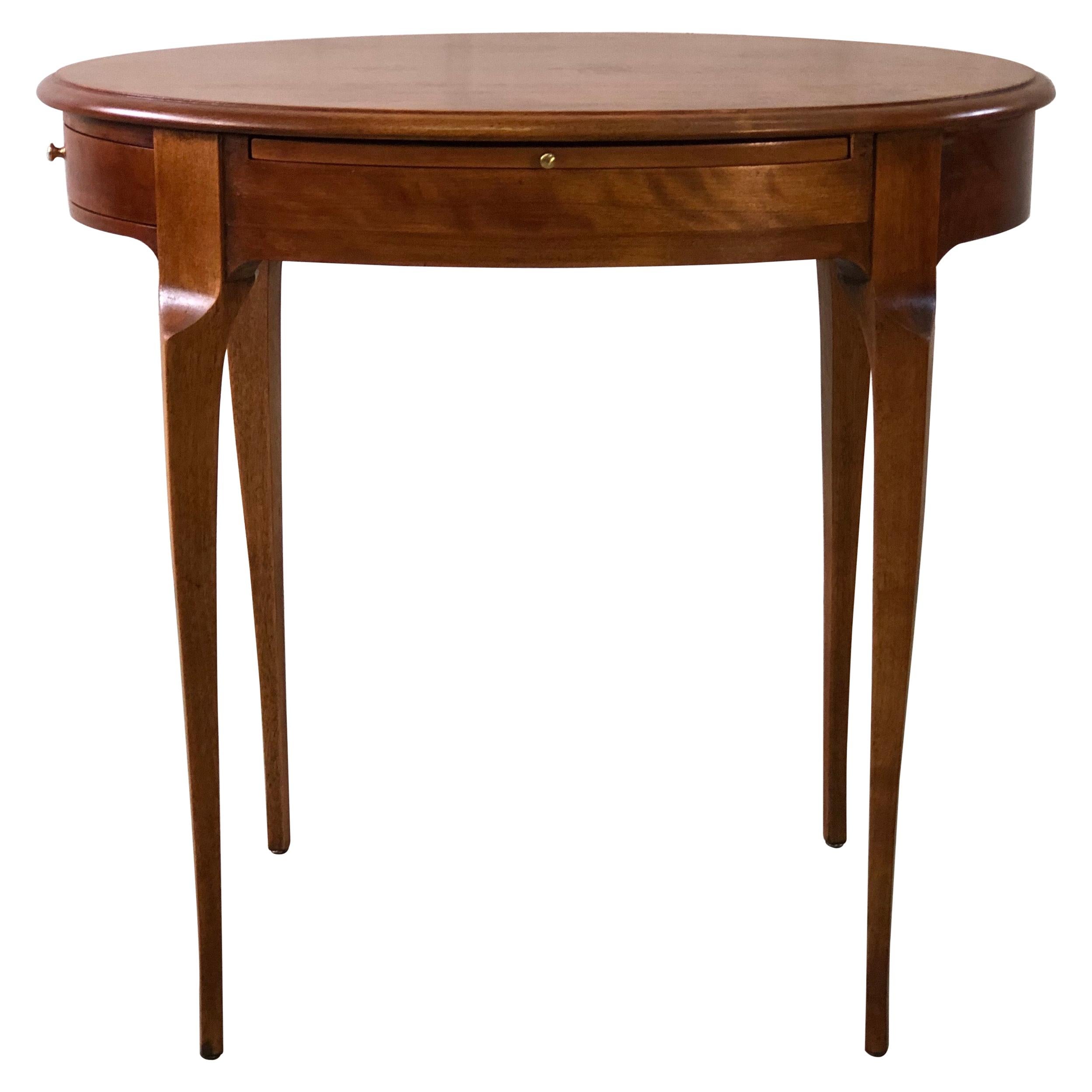 Vintage Oval Maple Wood Side Table For Sale