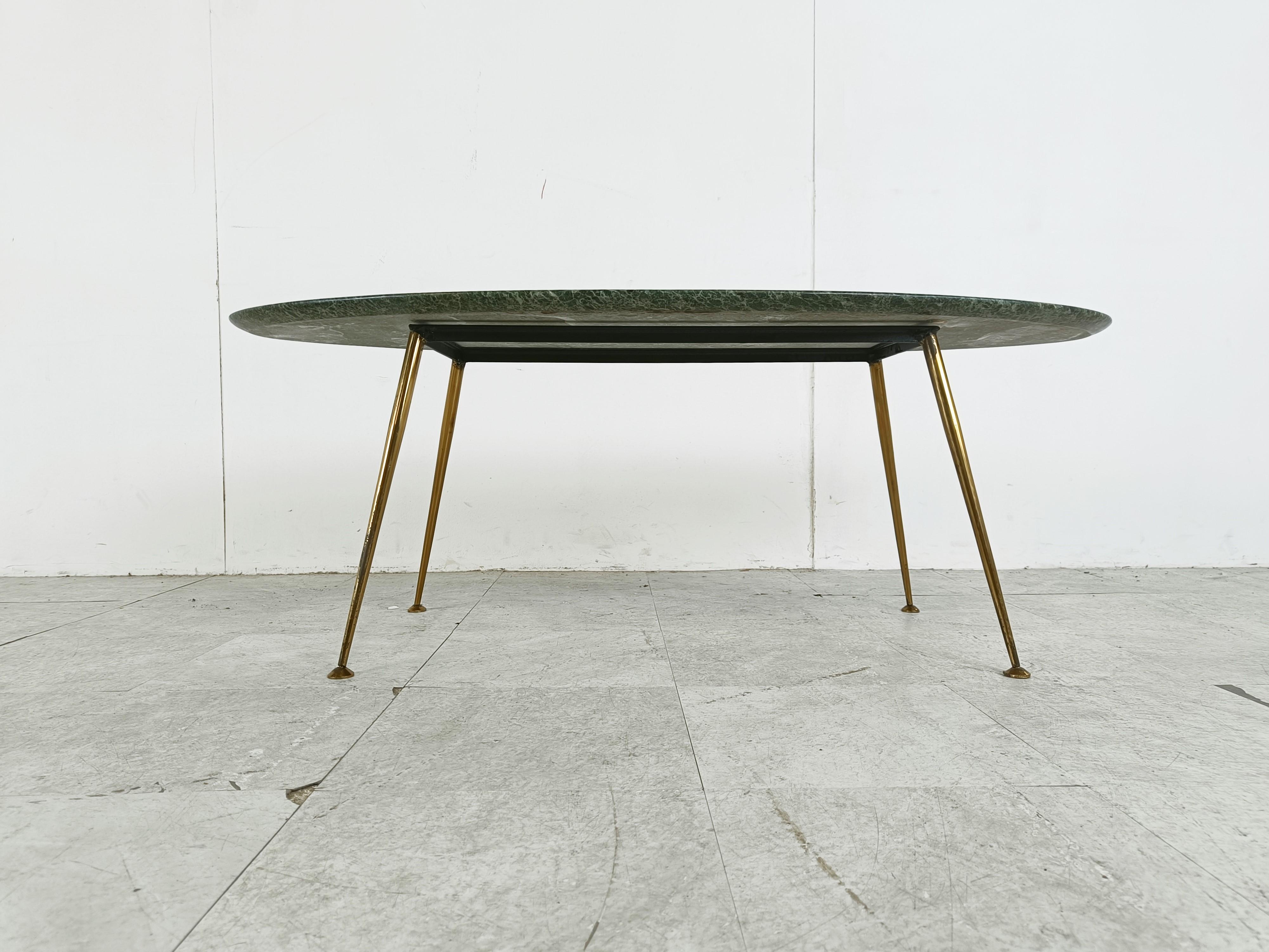 Mid-Century Modern Vintage oval marble coffee table, 1950s