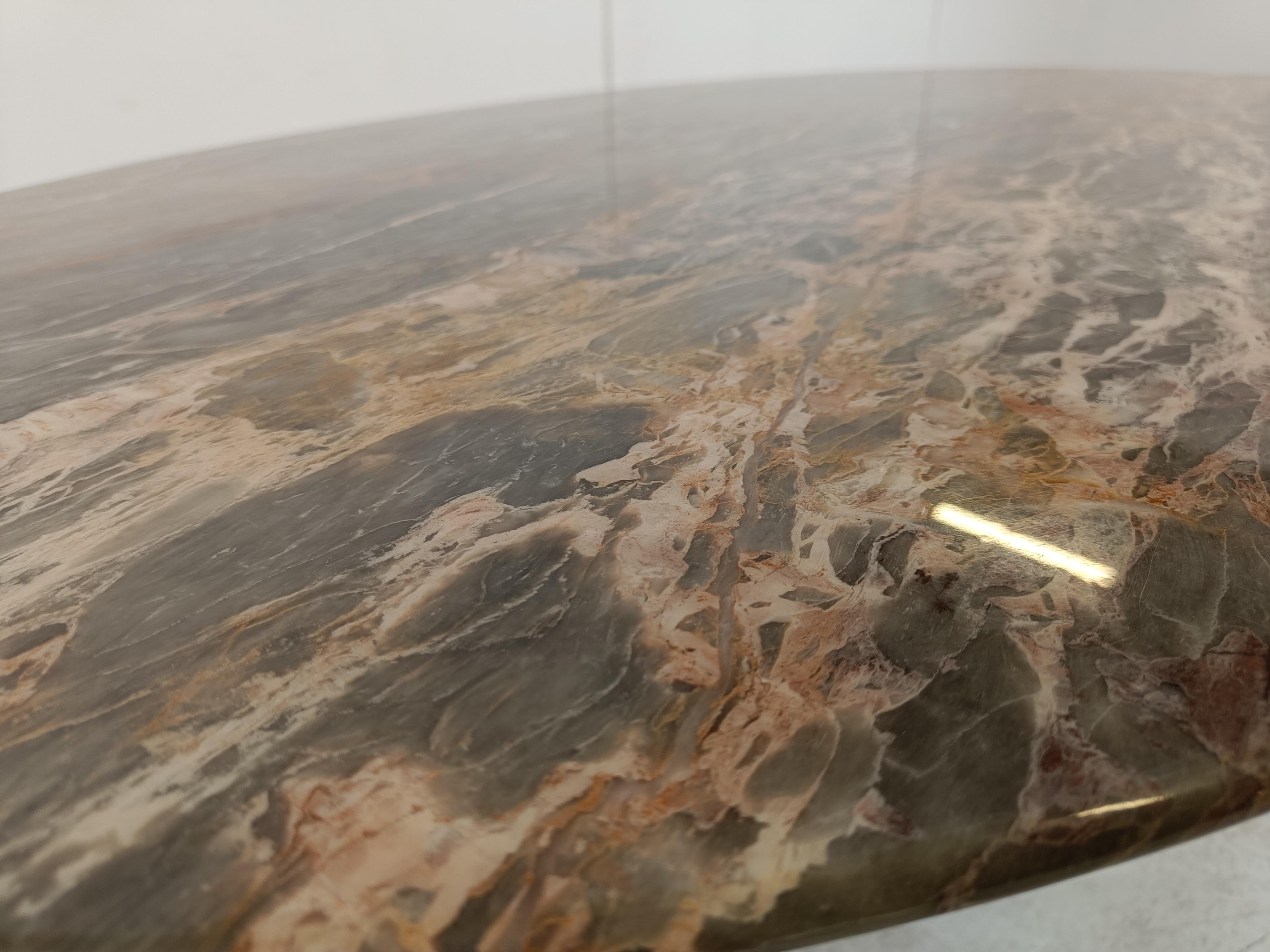 Vintage oval marble coffee table, 1970s 2