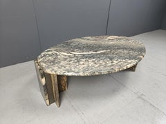 Vintage oval marble coffee table, 1970s