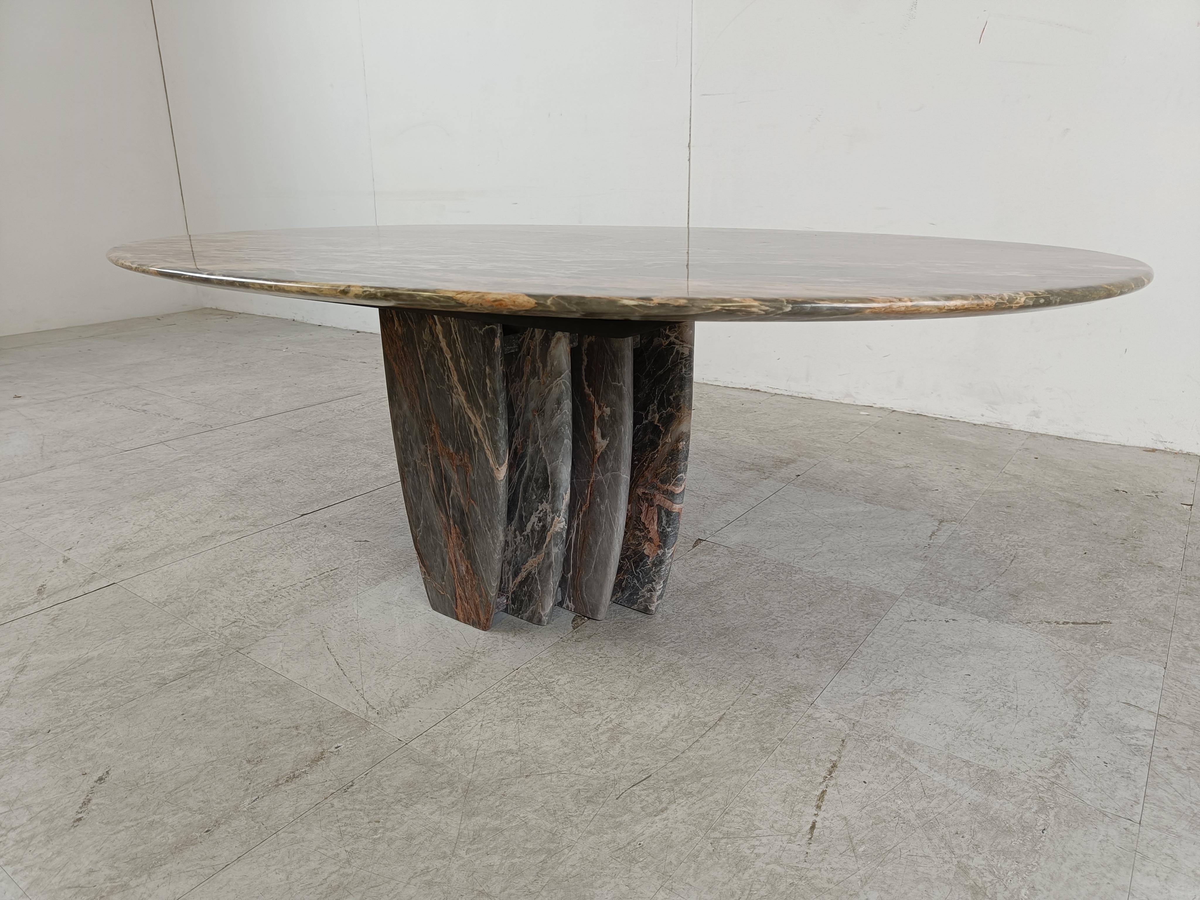 Mid-Century Modern Vintage oval marble coffee table, 1970s