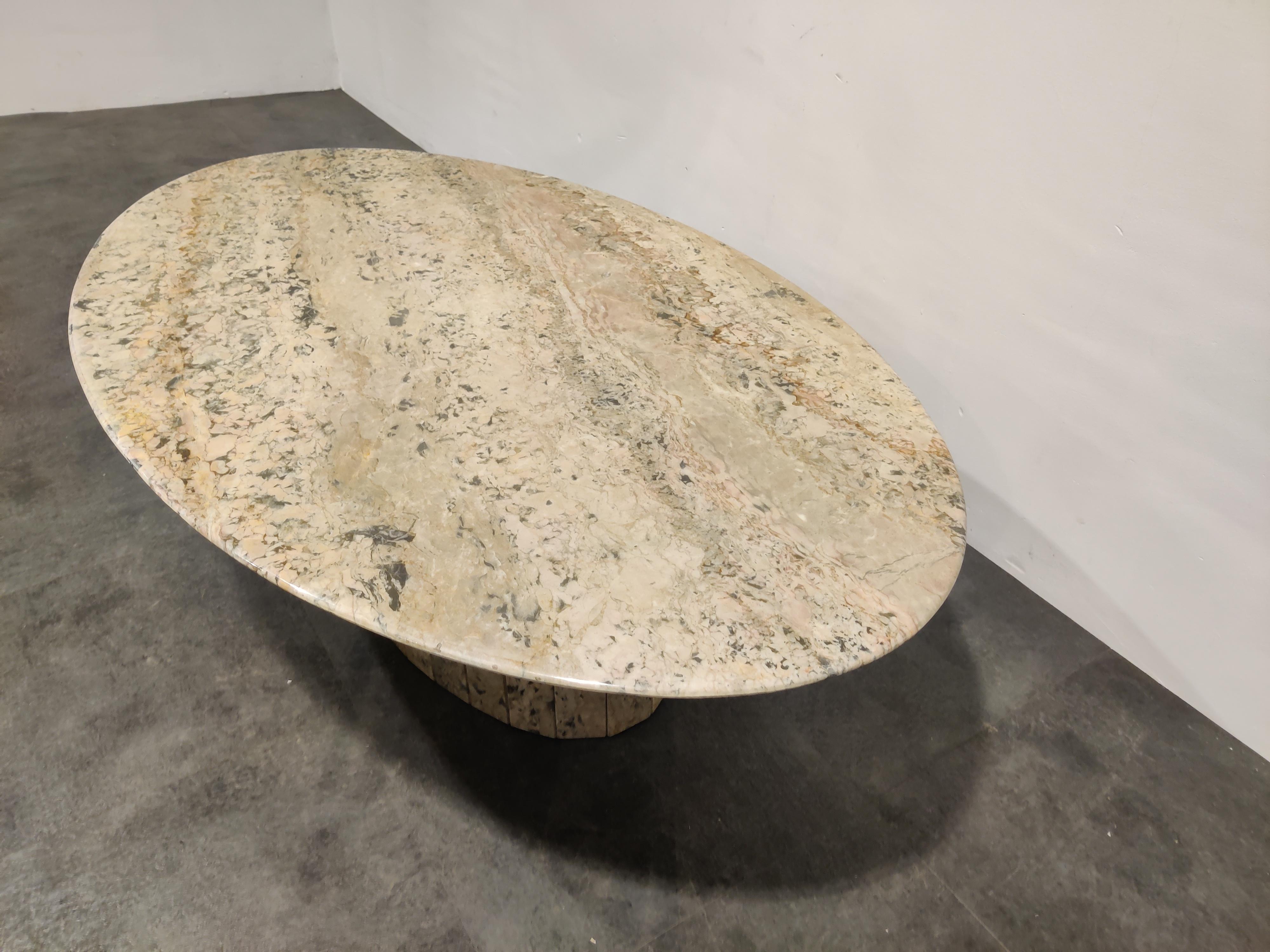 Late 20th Century Vintage Oval Marble Coffee Table, 1970s