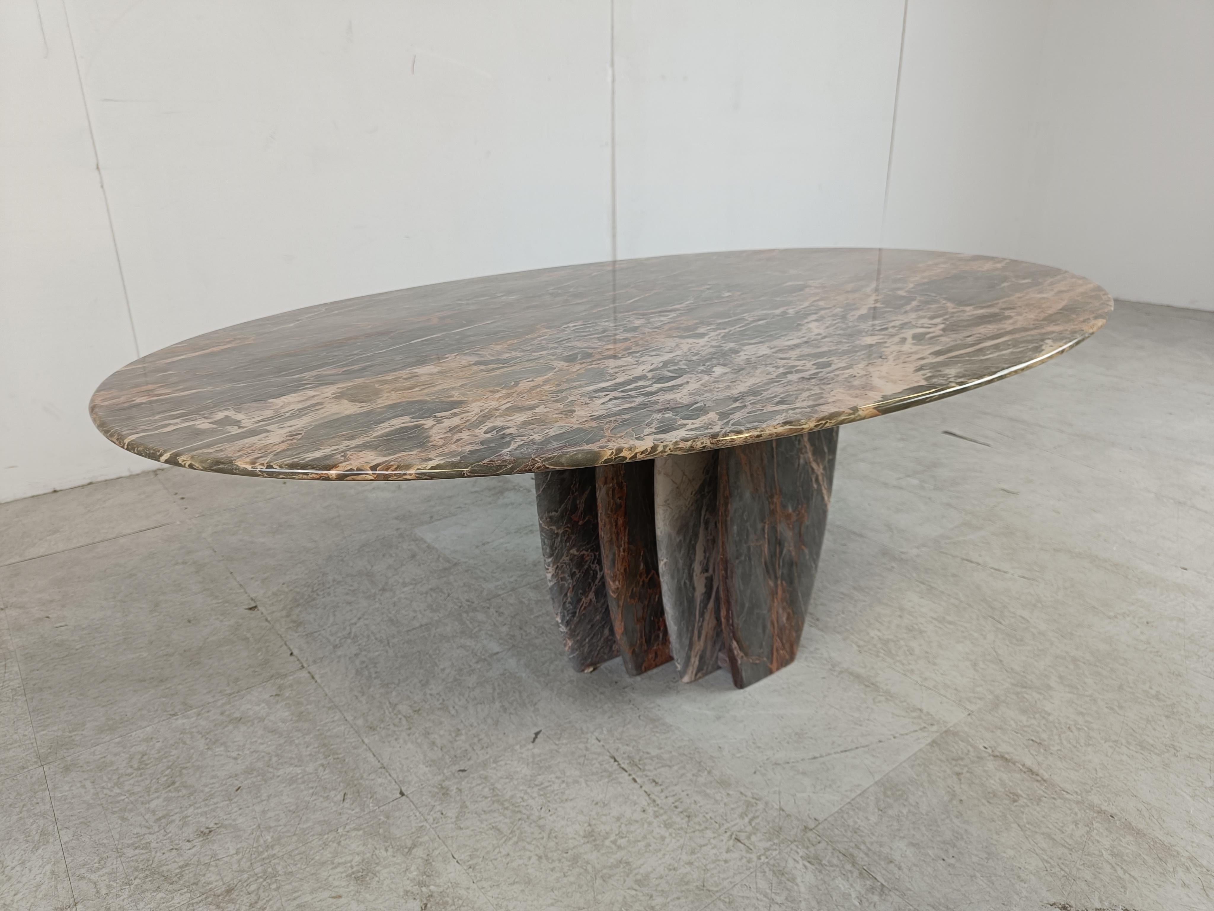Marble Vintage oval marble coffee table, 1970s
