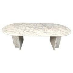 Vintage oval marble coffee table, 1970s