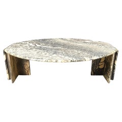 Vintage oval marble coffee table, 1970s