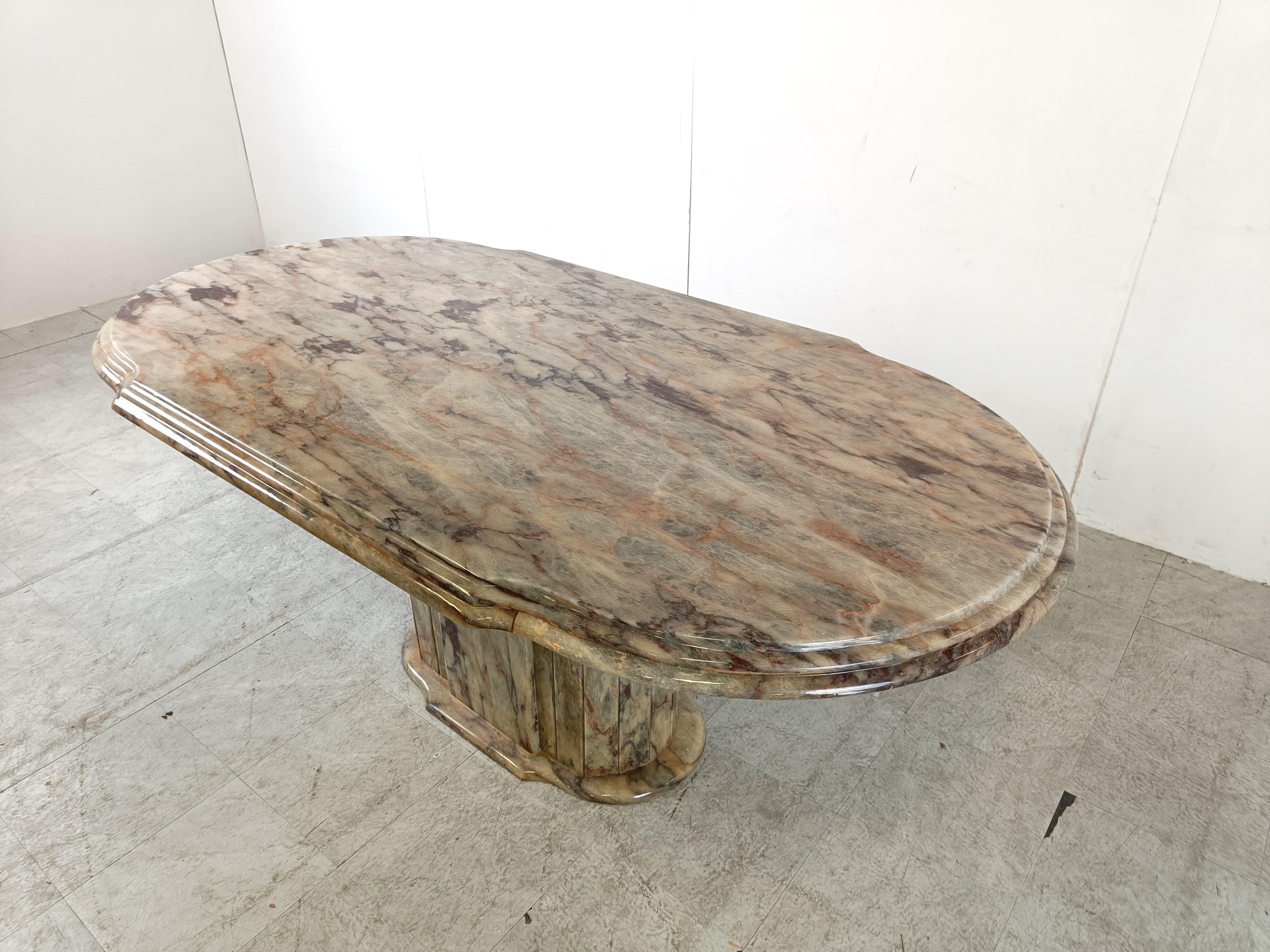 Vintage oval marble dining table, 1970s For Sale at 1stDibs