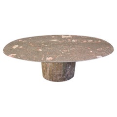 Vintage oval marble dining table, 1970s