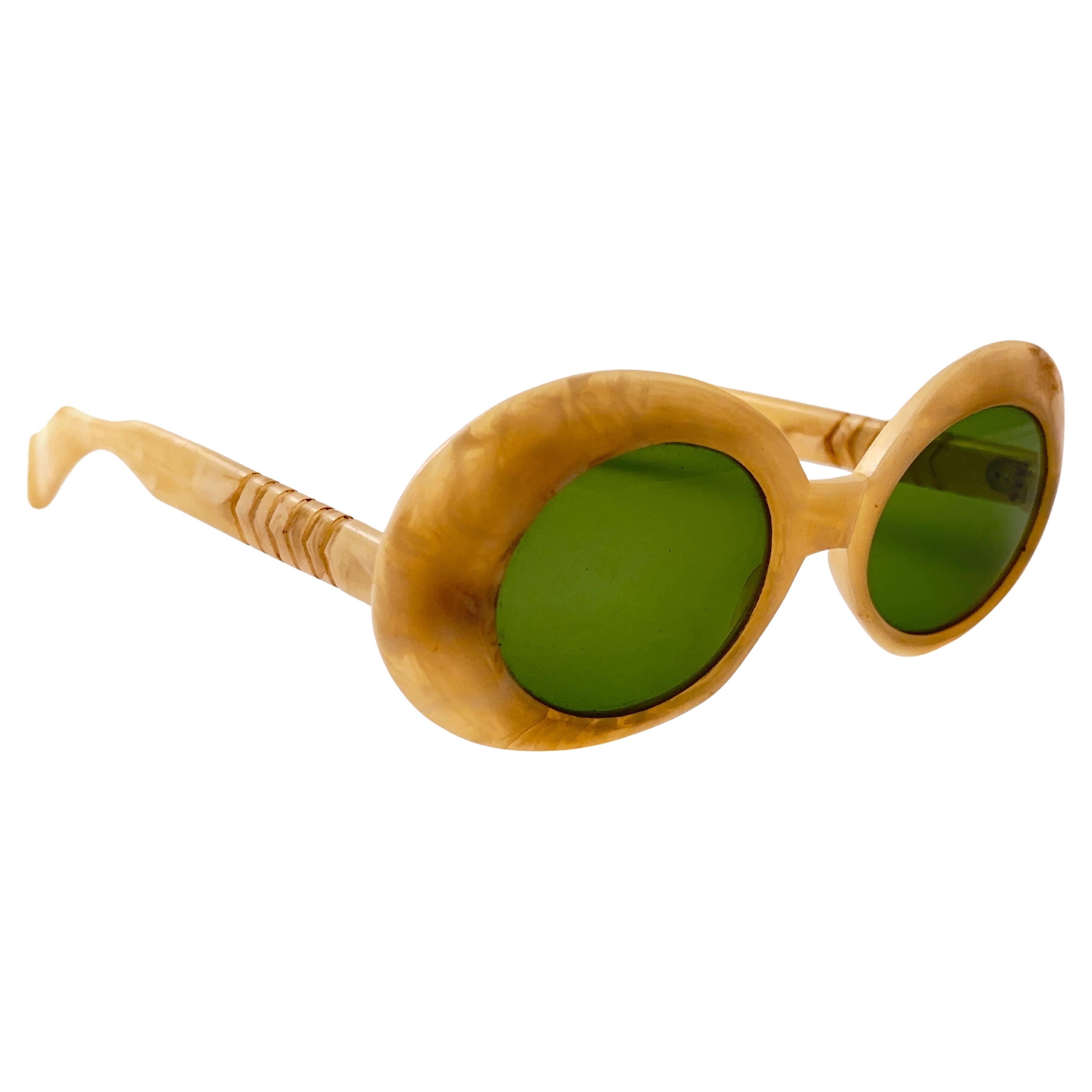 Vintage Oval marmoriert Frame 1960er Jahre Midcentury Sonnenbrillen Made in Italy