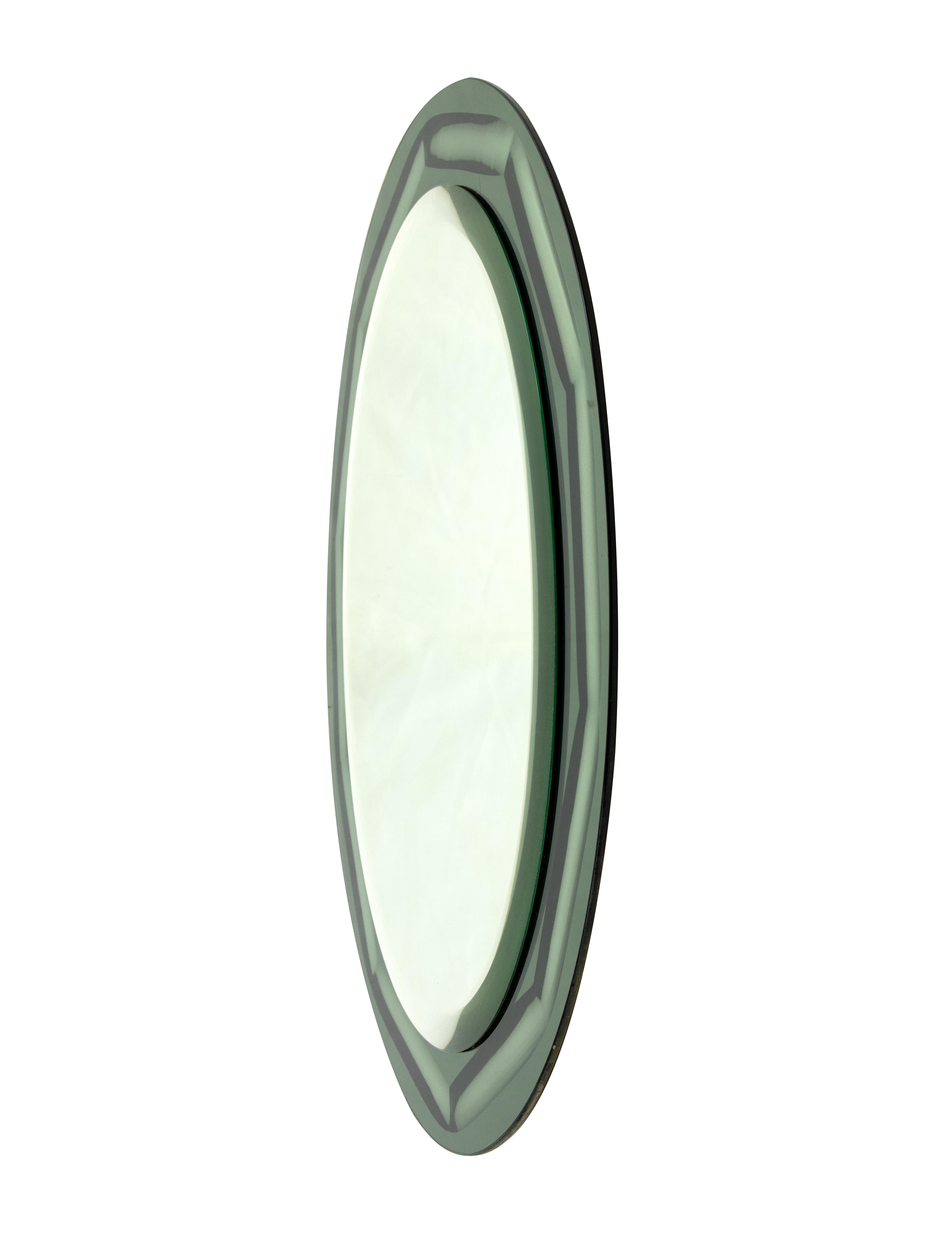 Italian Vintage Oval Mirror by Lupi Cristal-Luxor, Italy 1970s
