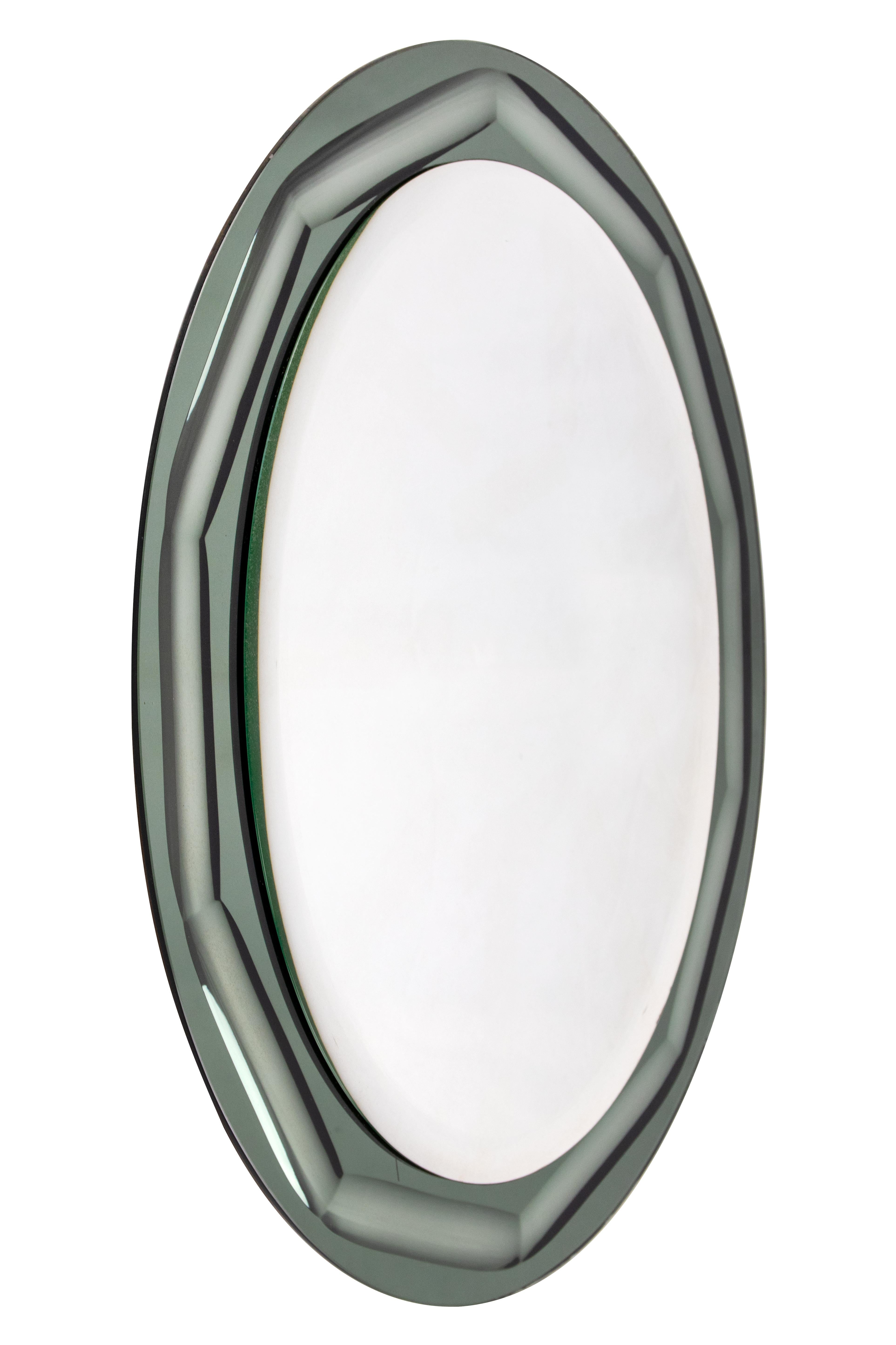 Late 20th Century Vintage Oval Mirror by Lupi Cristal-Luxor, Italy 1970s