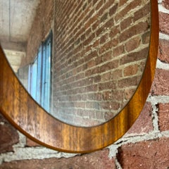 Vintage oval mirror in teak, Denmark 1960