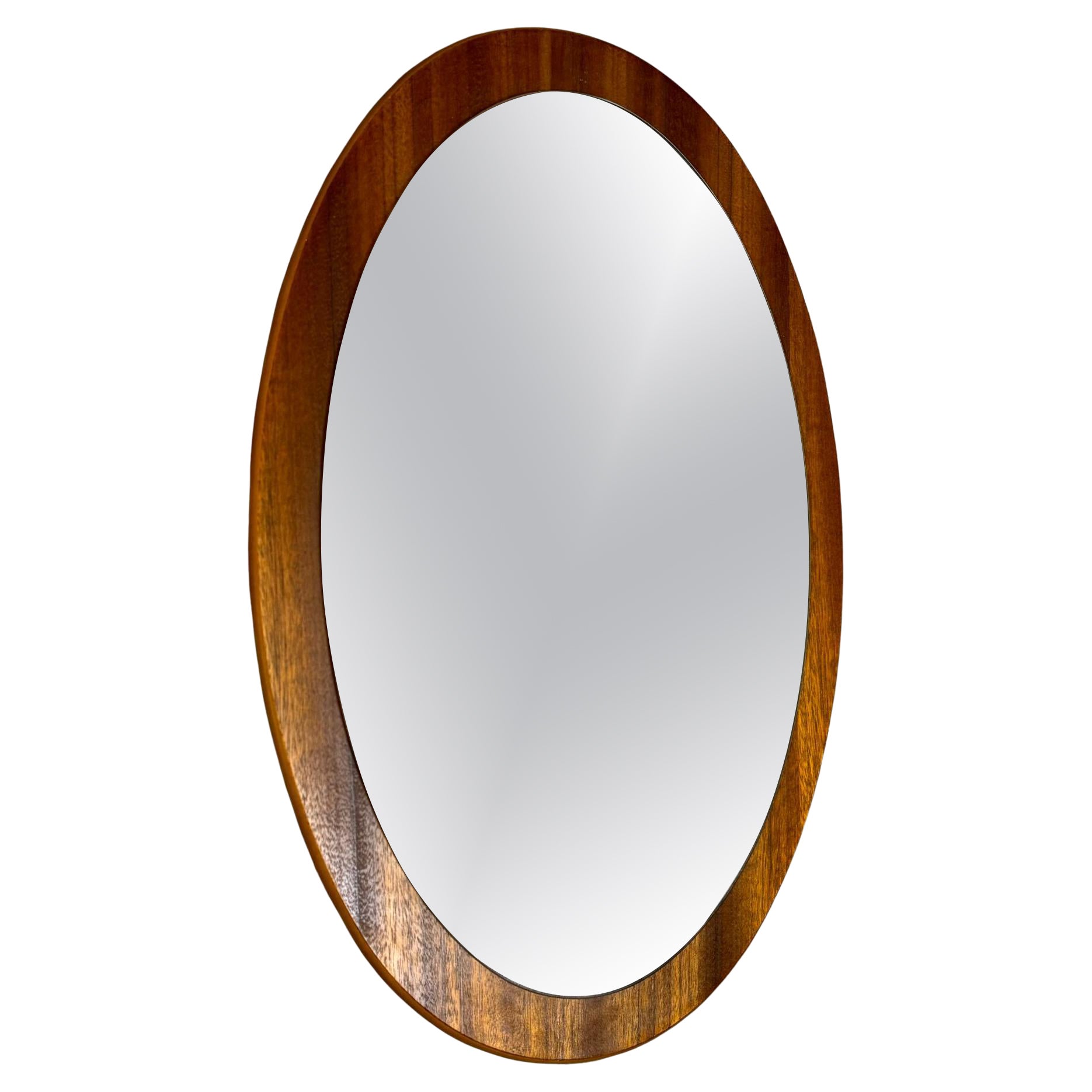 Miroir ovale vintage en teck, Danemark 1960